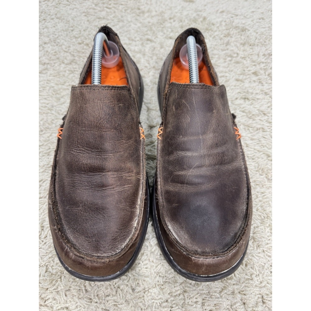 Crocs Santa Cruz Moccasins Mens 10 Brown Leather Slip On Casual Loafer Shoes